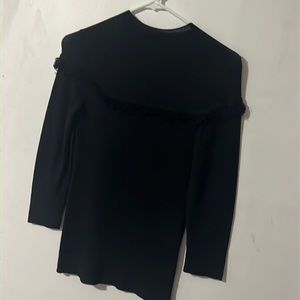 Black casual long sleeve sweater tee